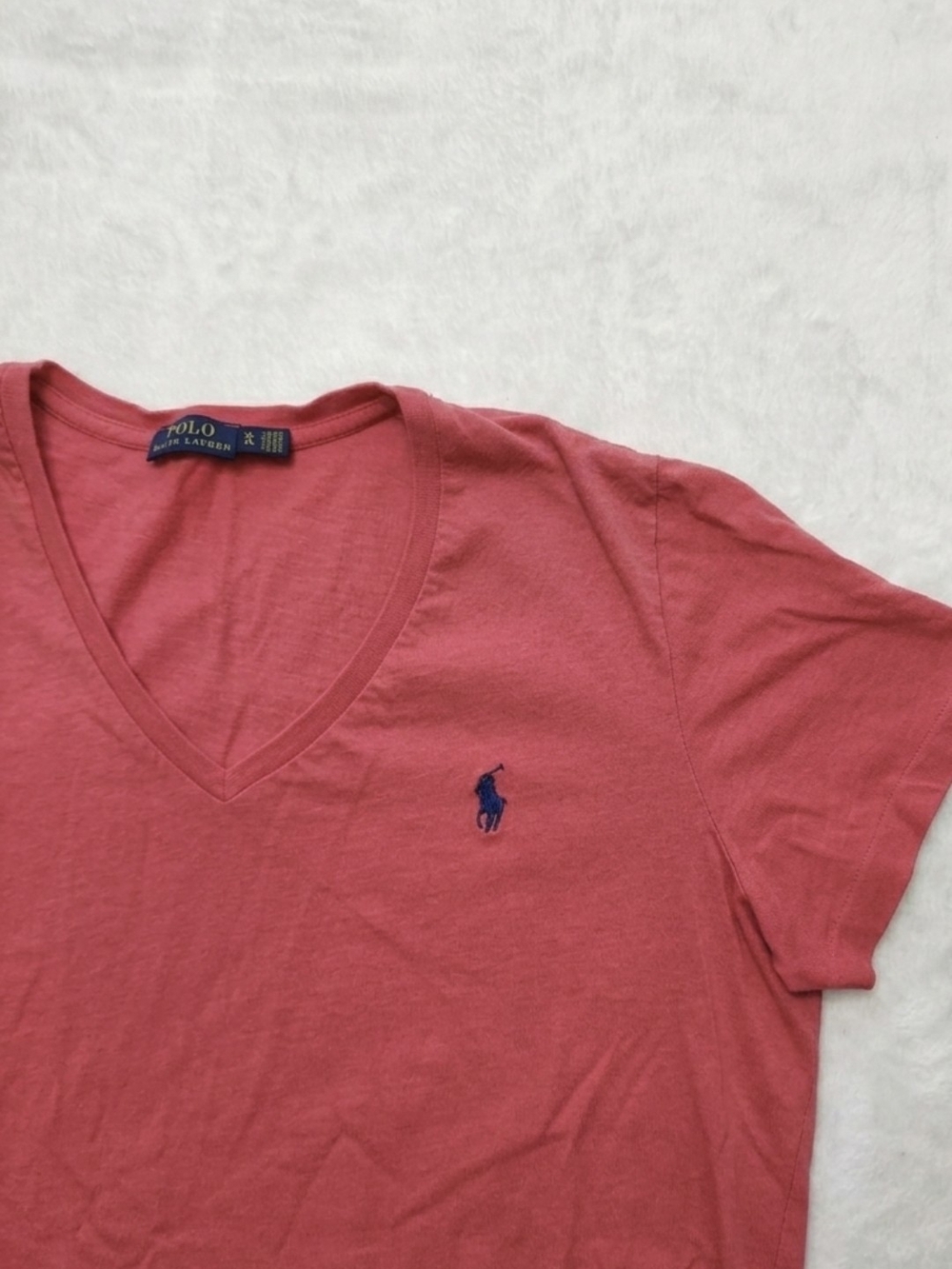 Polo by Ralph Lauren Men's V-Neck T-Shirt - Coral with Navy Pony